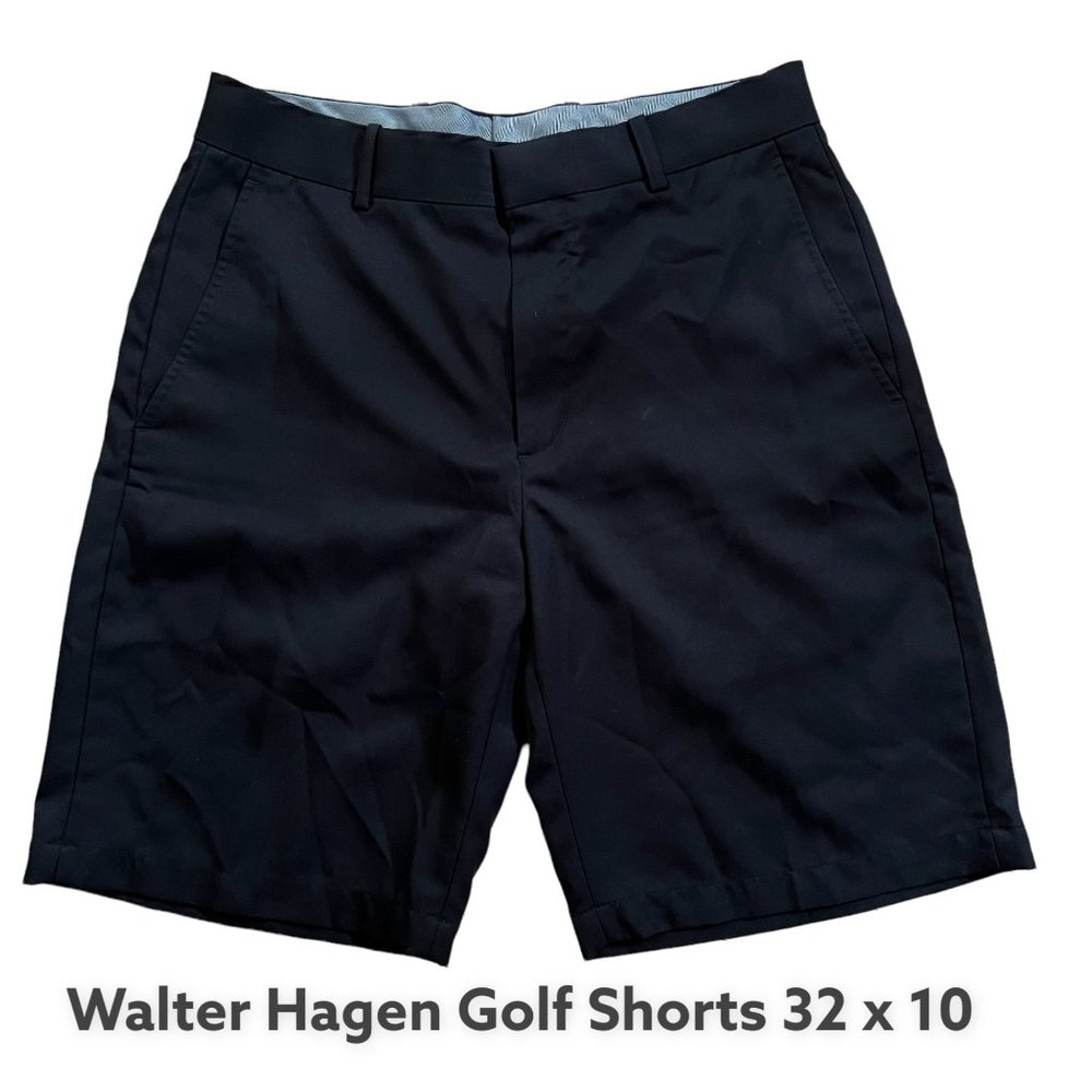 Walter Hagen Size 32 Black Flat Front 4 pocket Golf Shorts 10" Inseam